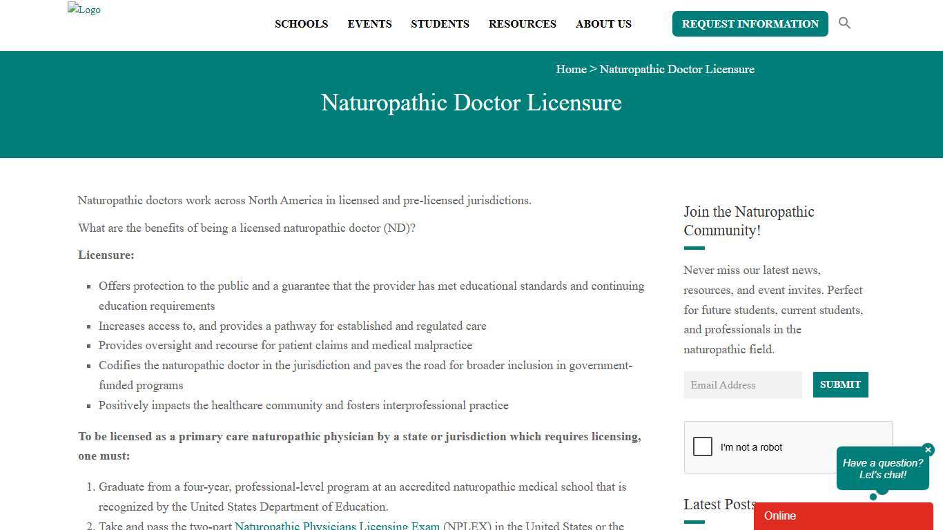 Naturopathic Doctor Licensure List of States and Provinces
